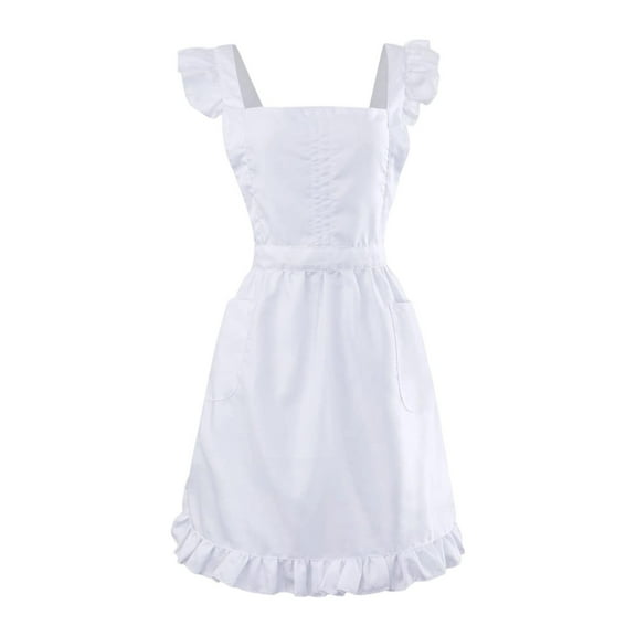 CoudarTitie Maid Ruffle Retro Apron Cosplay Costume Workwear Kitchen Cooking Baking Cleaning