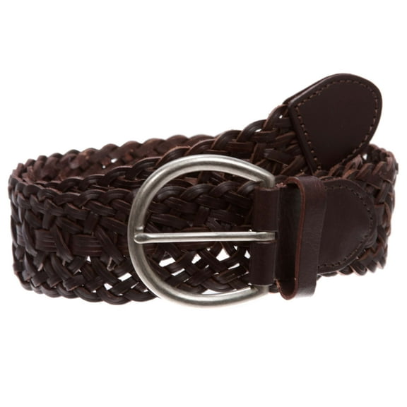 Women's 2" (50mm) Braided Woven Leather Belt with Horseshoe Buckle