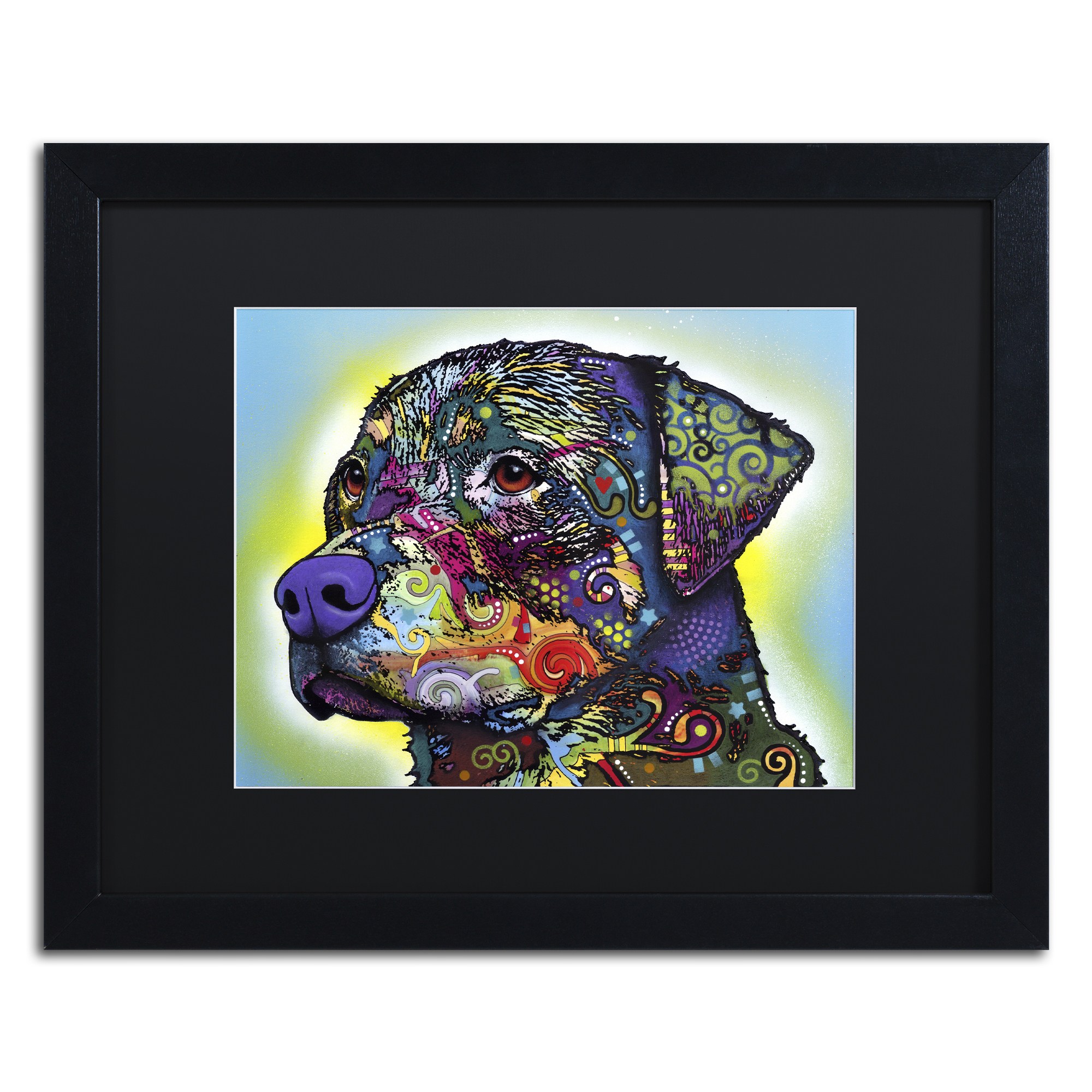 Trademark Fine Art "The Rottweiler" Canvas Art by Dean Russo, Black Matte, Black Frame