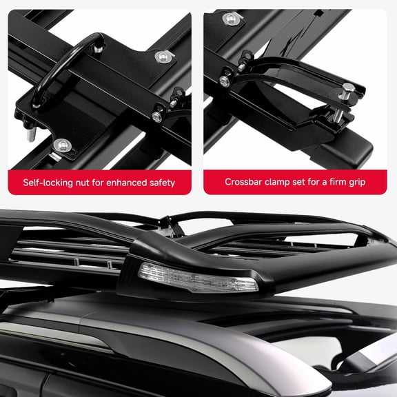 For Ford Flex 2009-2025 50"x38" Roof Rack Crossbars Cargo Basket Carrier w/Light