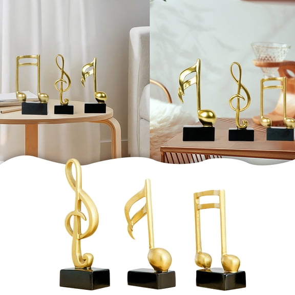 Desktop Decor,3 Pieces Music Note Resin Sculpture Table Statue Indoor Centerpiece Ornament Piano Lovers Craft Birthday Art Decor