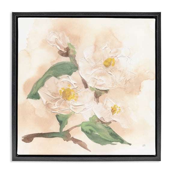 Stupell Industries Soft Dimensional Magnolia Black Framed Floater Canvas Wall Art design by Chris Paschke, 18 x 18