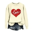 thumbnail image 2 of Baqcunre Valentine'S Day Shirts For Women Love Women's Love Printed Round Neck Long Sleeve Top(Beige S-XXL),Long Sleeve Shirts For Women Graphic Tees Holiday Tops For Women 2023 Womens Tops, 2 of 4