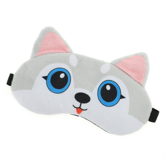 Unique Bargains 1 Pc Light Gray White Cartoon Dog Sleep Mask Soft Eye Shade Cover for Light