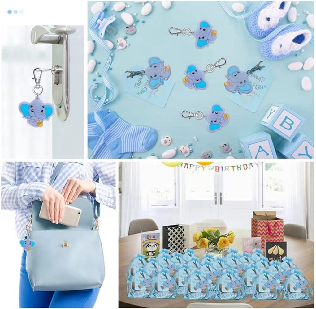 RekTak Baby Shower Favors, 40 Sets Guest Return Gifts Include Animal Keychain, Organza Bags and Thank You Tags for Party Favors Baby Shower Prizes Boys