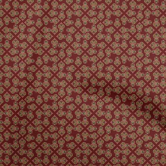 oneOone Cotton Poplin Maroon Fabric Asian Floral Dress Material Fabric Print Fabric By The Yard 56 Inch Wide