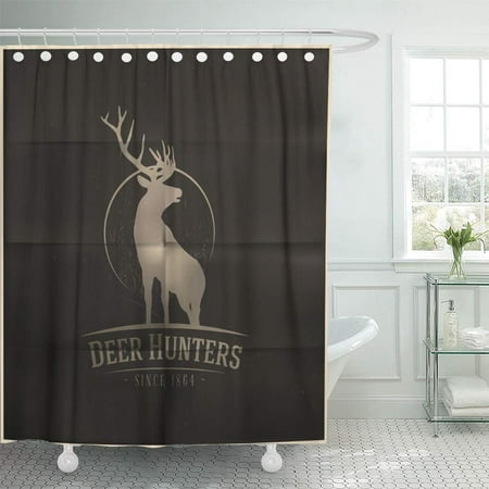 PKNMT Hunt Deer Buck on Full Moon Badge Hunter Emblem Animal Label Reindeer Target Bathroom Shower Curtains 60x72