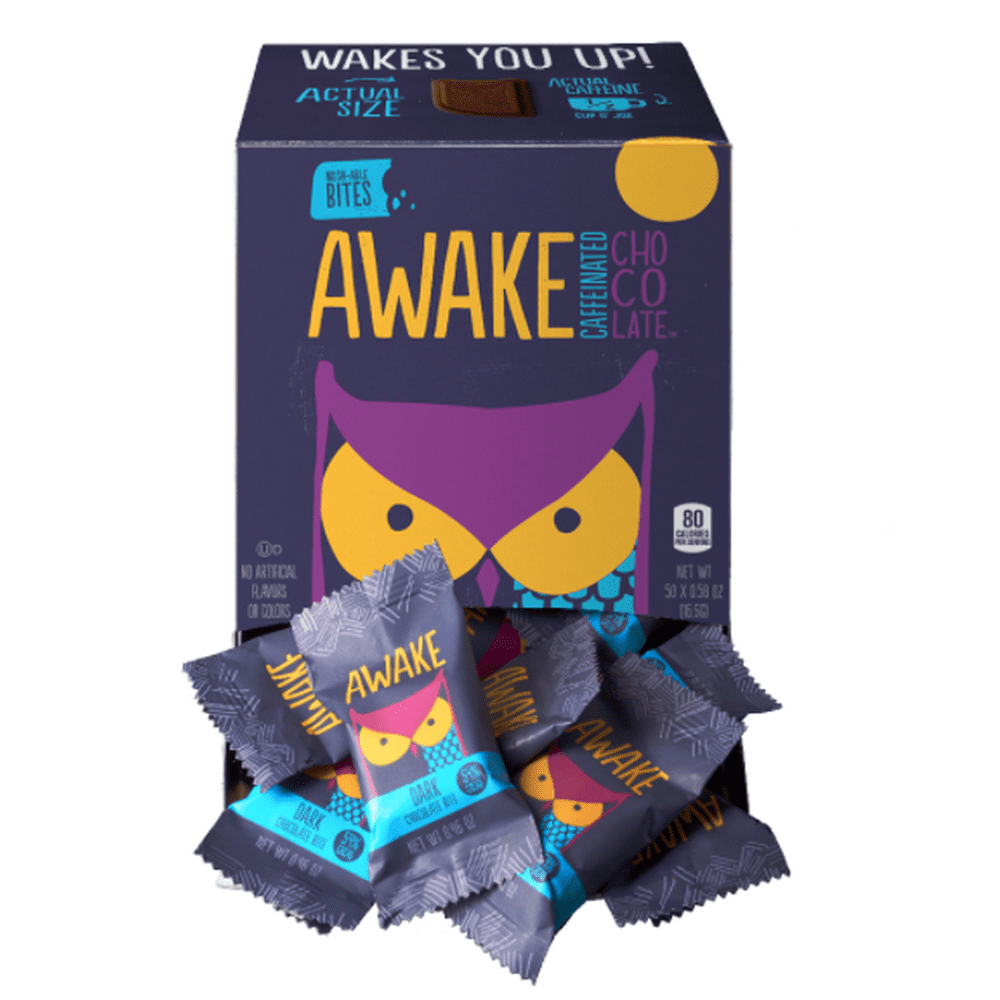 AWAKE Dark Chocolate Candy Bites, 0.48 Oz, 50 Ct