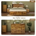 thumbnail image 4 of Merluxy Queen Size Murphy Bed, Farmhouse Cabinet Bed with Charging Station and Storage Drawer for Bedroom & Guest Room, Brown, 4 of 9