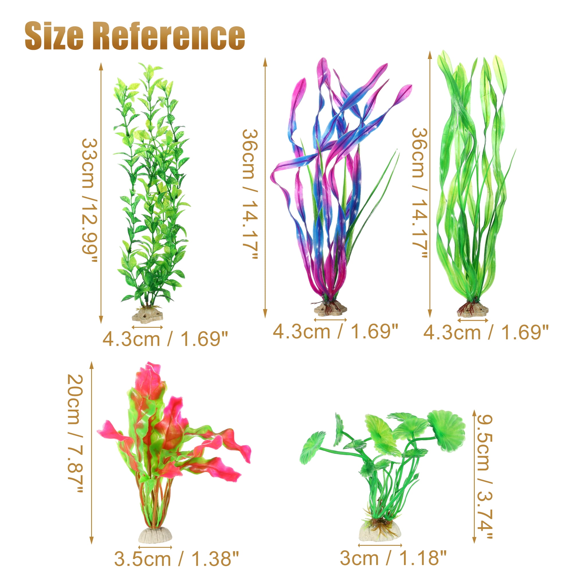Unique Bargains Plastic Aquarium Plants Colorful Fish Tank Plant Decorations Set for Aquarium Decorations 16pcs