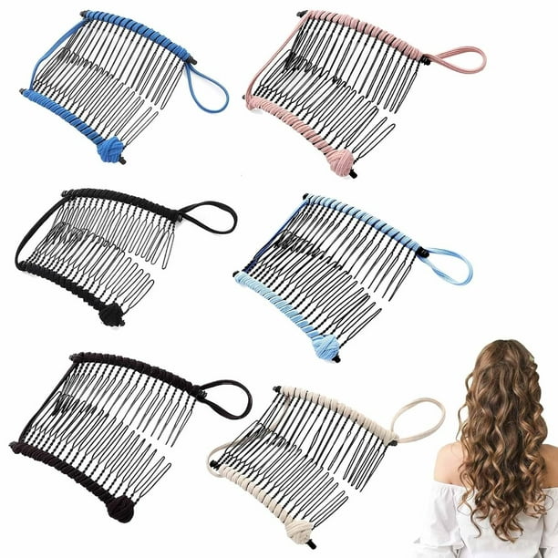 Pinza para el pelo estilo banana elástica vintage, pinzas para el pelo estilo banana para mujer, para cabello grueso, pinzas para el pelo estilo banana elásticas, pinzas para el pelo estilo banana par