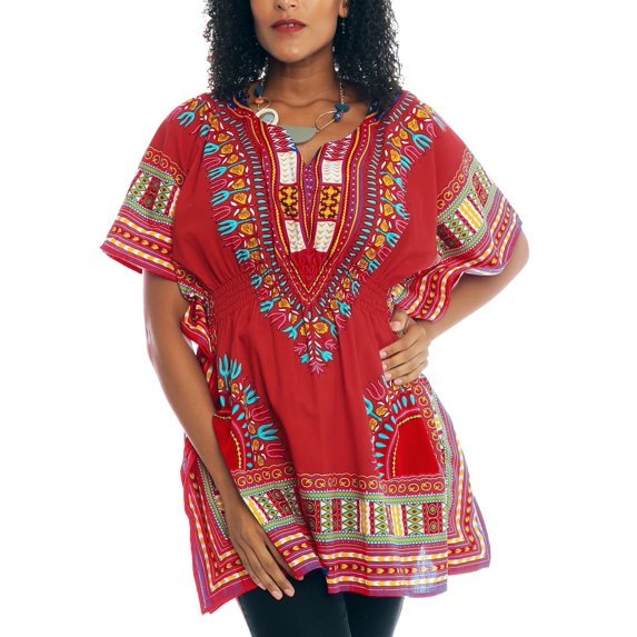 Unixex African Traditional Elastic Waist Dashki Top Wide Elbow Dashiki Tunic Top