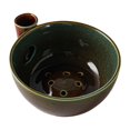 thumbnail image 1 of Recipiente de cerámica autolimpiante para lavar frutas y verduras, con desagüe, 18 cm (7 pulgadas). Verde oscuro, 1 of 9