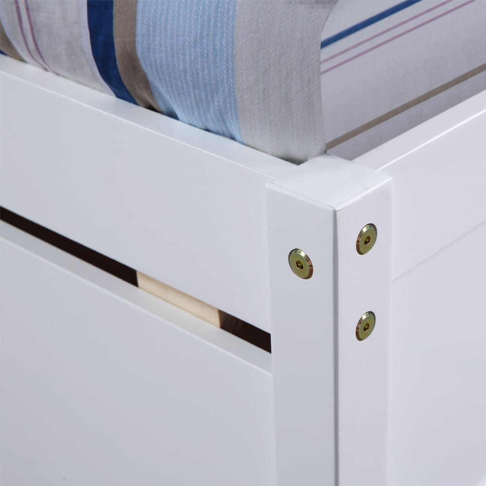 Twin Bed with 2 Storage Drawers, Twin Storage Bed Frame, White