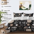 thumbnail image 4 of Coffee Black Duvet Cover Set, Brown Beans Cup Dessert Drink Monochrome Soft Duvet Cover Twin Size Bedding Set 4 Pieces, 1 Quiltcover and 2 Pillowcases with Zipper, 1 Bed Sheet for All Seasons, 4 of 9