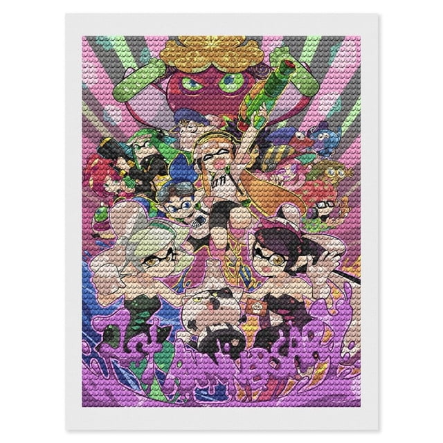 Splatoon Kits de Pintura de Diamantes para Adultos 5D DIY Diamond Art Kits Full Drill Diamond Dots para Regalo Decoración de Pared y Relajación Artes de Gemas 30*40cm