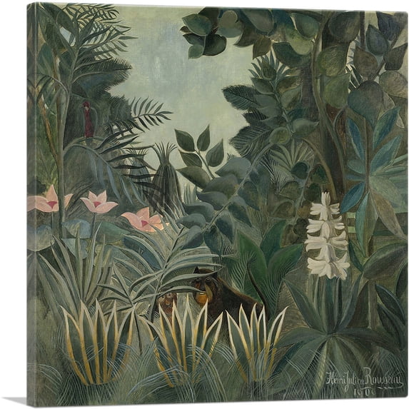 ARTCANVAS The Equatorial Jungle 1909 Canvas Art Print by Henri Rousseau - Size: 36" x 36" (1.50" Deep)