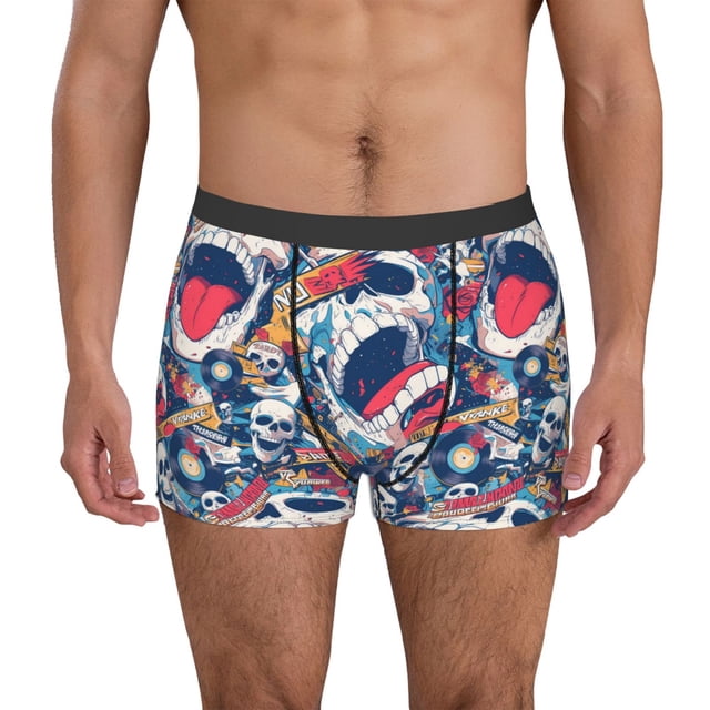Fotbe cool rock Skull Calzoncillos Tipo Boxer con Bolsa de Soporte Total para Hombre, X-Temp Fresco, Transpirable y de Secado Rápido-X-Large