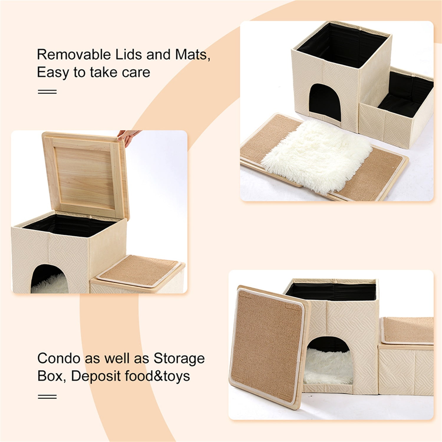 Pefilos Pets Dog Stairs for High Beds Pet Steps for Cats Get on Bed Couch Stairs 2 Step Stool for Small Dogs Kitten Ladder for Bed Window Perch for Pet Stair Ramp with Toy Storage Condo, Beige Pefilos Pets Dog Stairs for High Beds Pet Steps for Cats Get on Bed Couch Stairs 2 Step Stool for Small Dogs Kitten Ladder for Bed Window Perch for Pet Stair Ramp with Toy Storage Condo, Beige