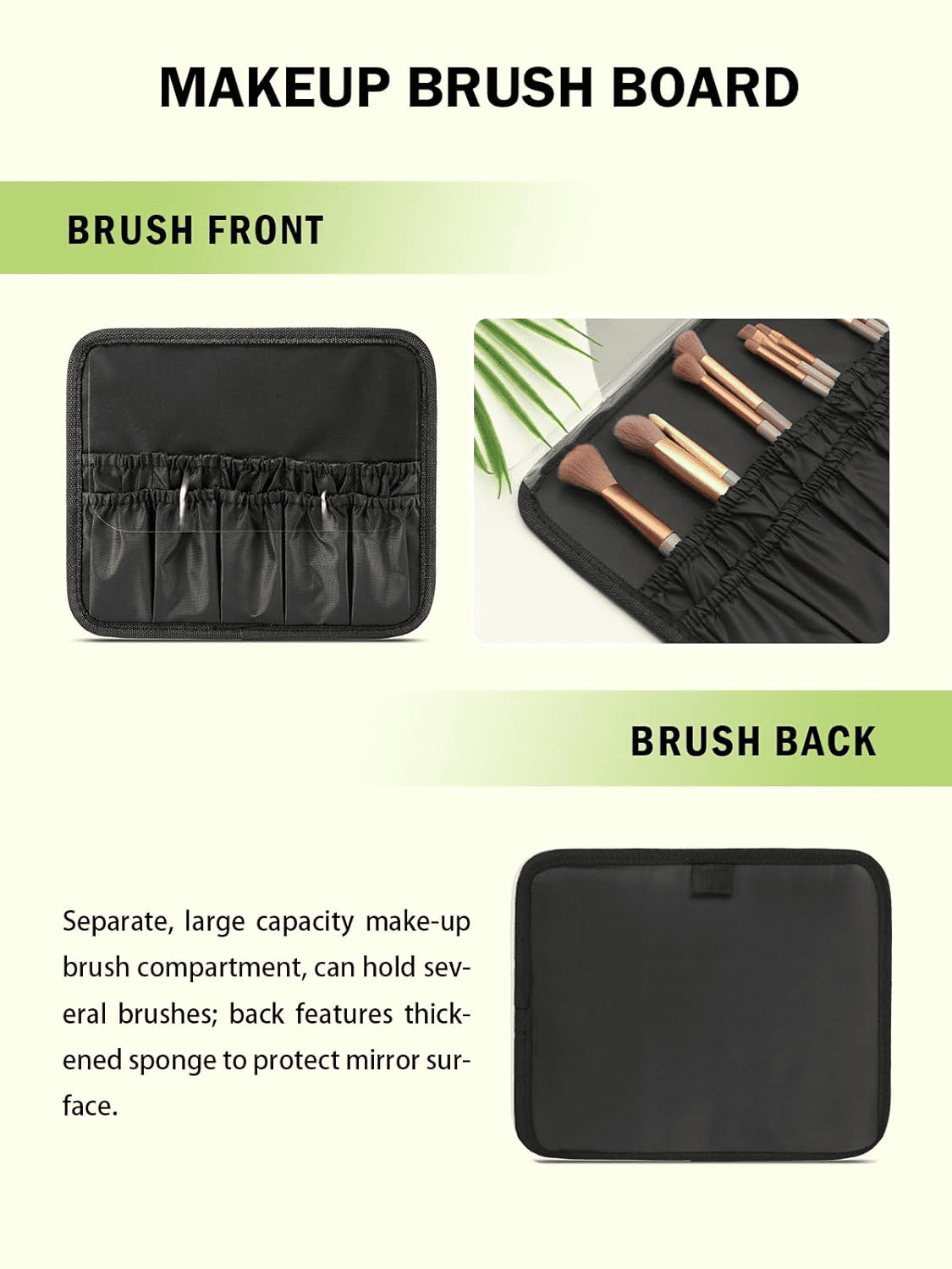 Yzhappy Travel Makeup Bag With LED Mirror, Cosmetic Train Case with Light up Mirror, Portable Makeup Artist Organizer Bag with Adjustable Dividers, Makeup Brush Holder Storage, Black
