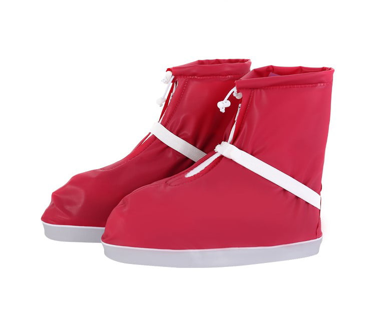 Thicken Sole Red XL Reusable Waterproof Women Girls Shoes Boot Cover