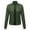 Army Green, variant on IROINNID Women's Short Jacket Stand Collar Solid Color Long Sleeve Jacket Zipper Pocket Tops Outerwear, Army Green