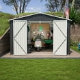 thumbnail image 5 of LZBEITEM 10 x 10 ft Outdoor Storage Shed, Metal Garden Tool Shed with Lockable Door, Outside Sheds & Storage Galvanized Steel, Black, 5 of 8
