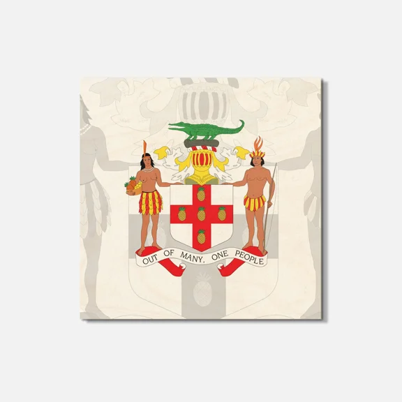 Jamaica Coat Of Arms 4'' X 4'' Square Wooden Coaster