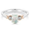 thumbnail image 3 of Gem Stone King 925 Sterling Silver and 10K Rose Gold White Opal with Diamond Accent Ring for Women (0.63 Cttw, Gemstone Birthstone, Size 8), 3 of 4