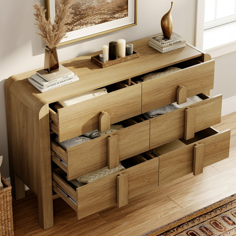 mid century modern 6 drawer double dresser Alyssa Mid Century 6 Drawer Double Dresser Mercury Row Color: Drifted Gray/White