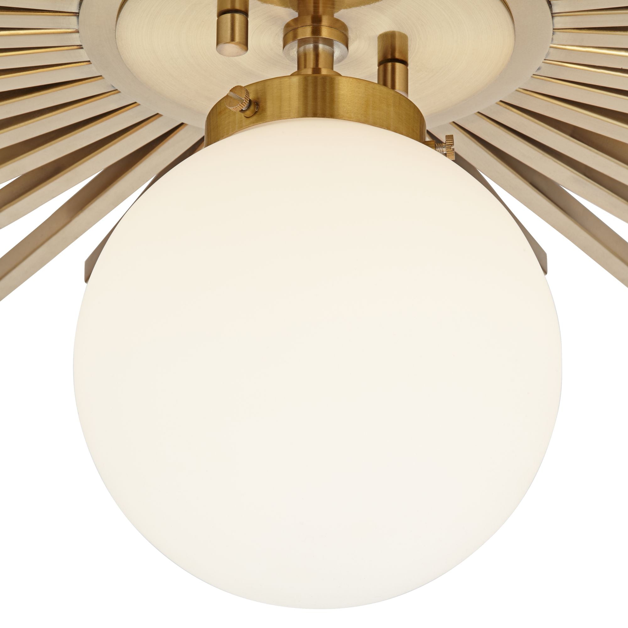 Possini Euro Design Hazel Modern Ceiling Light Semi Flush Mount Fixture 24" Wide Warm Brass White Globe Shade for Bedroom Kitchen Living Room Hallway
