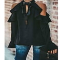 thumbnail image 4 of Women‘s Halter Cold Shoulder Slim Fit Long Sleeve Tee Tops, 4 of 5