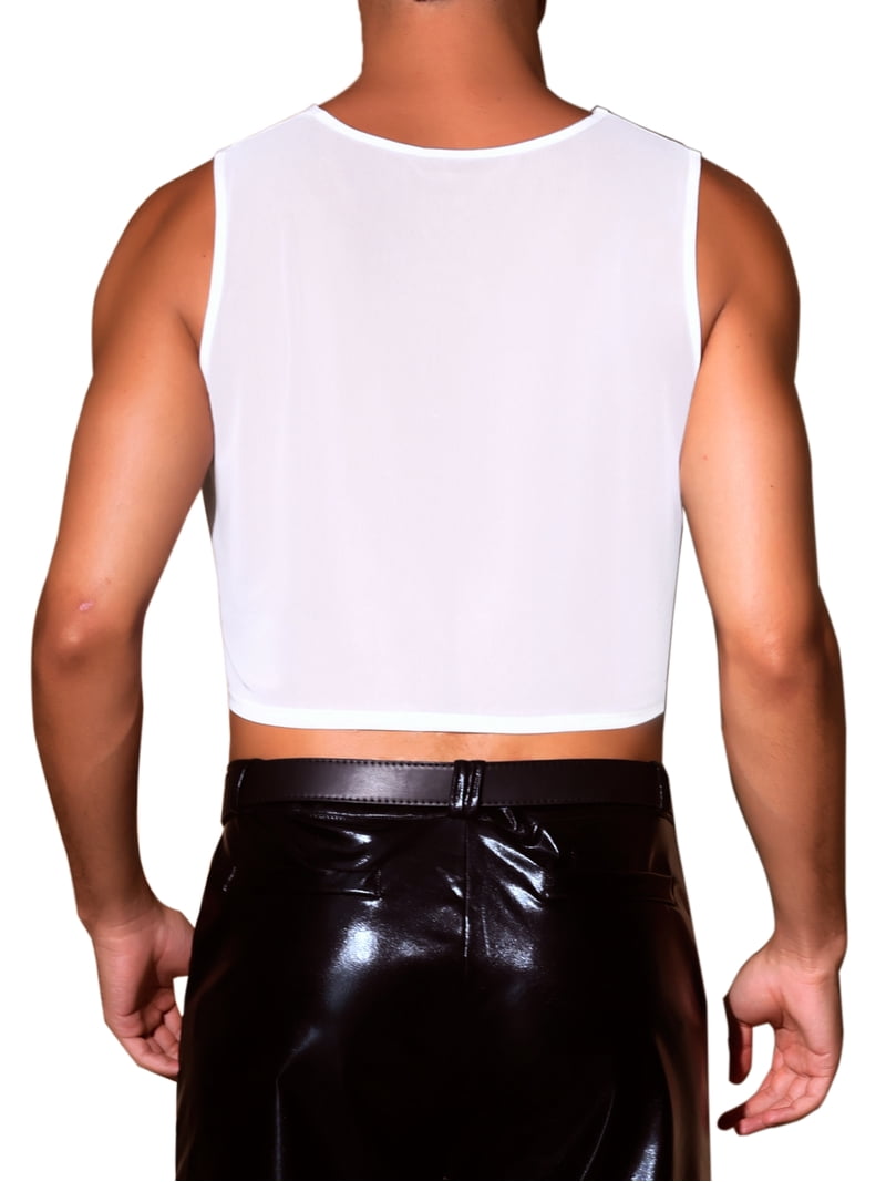 【lit】新品Tanktop Set Sheer Vest INSPIRE CHIC Inspired Men's Tank Tops Sheer Crop See-Through