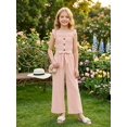 thumbnail image 3 of PureChapter Girls Romper Girls Jumpsuit Solid Color Ruffle Strap Smocked Jumpsuit with Belt & Pockets 5-12Y, 3 of 8