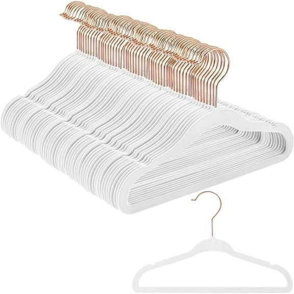Anti-Slip, Lightweight, Space Saving White Velvet Infant Clothes Hangers, 100 Pieces