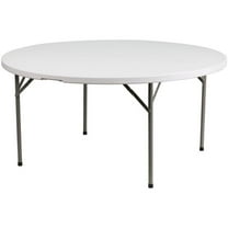 Bowery Hill 61" Round Plastic Folding Table in Granite White