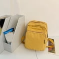 thumbnail image 4 of Canvas Square Backpack, Mini Casual Backpack, Solid Color Schoolbag for College Work Travel, Yellow, 4 of 10