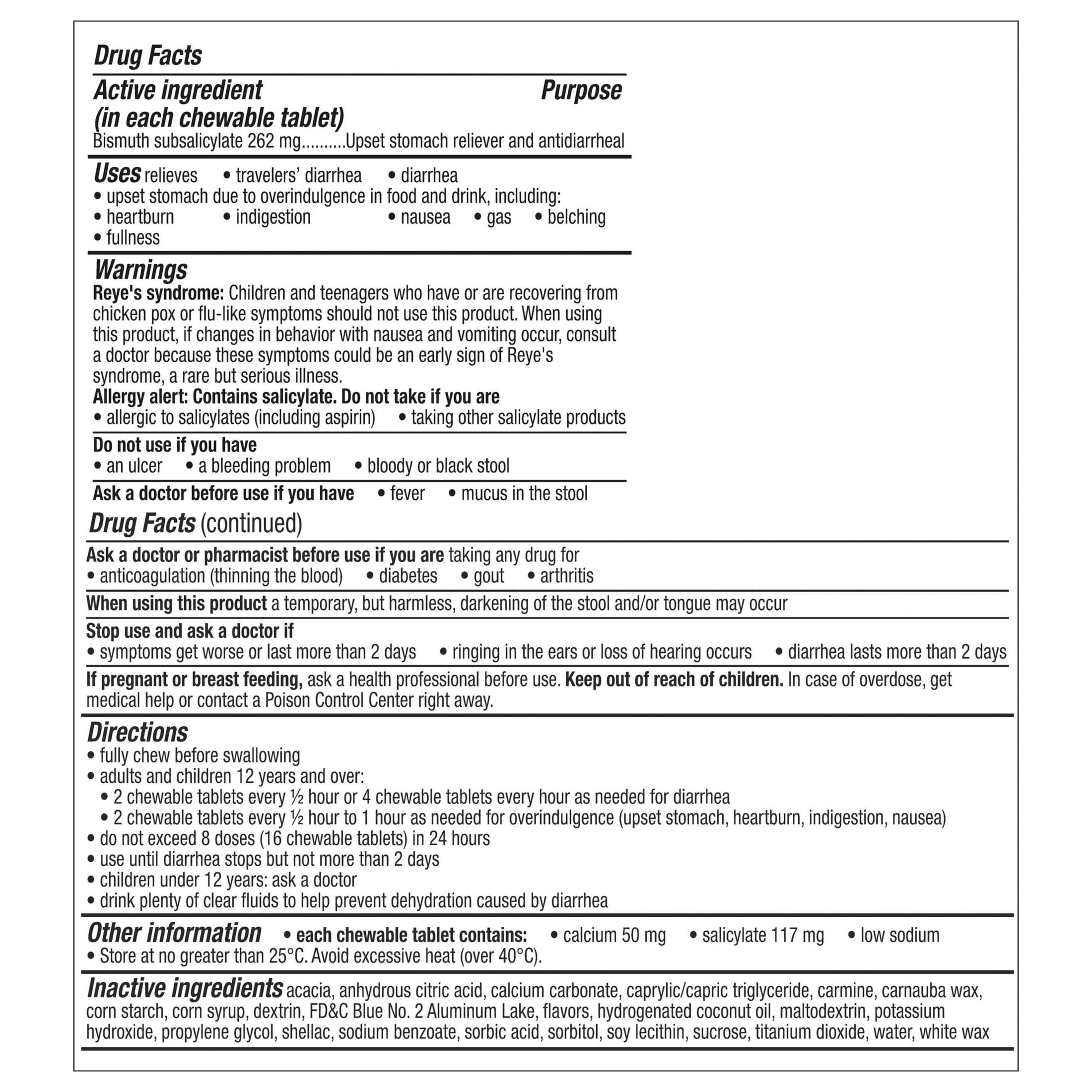 Pepto Bismol Berry Mint Chews, Fast 5-Symptom Stomach Relief, 48 Chewable Tablets