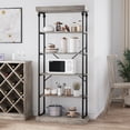 thumbnail image 7 of Yesfashion Industrial Bookshelf Wood Bookcase 6 Tier Storage Open Rack Shelf with Metal Frame Rustic Tall Standing Bookshelves Large Grey Display Rack,Home Office, 7 of 7