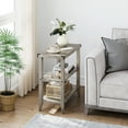 thumbnail image 4 of Farmhouse End Table Rustic Side Table Set Of 2 With Storage Shelf For Small Spaces Grey Bedside Table Narrow Nightstand For Living Room, Bedroom, Grey, 4 of 5