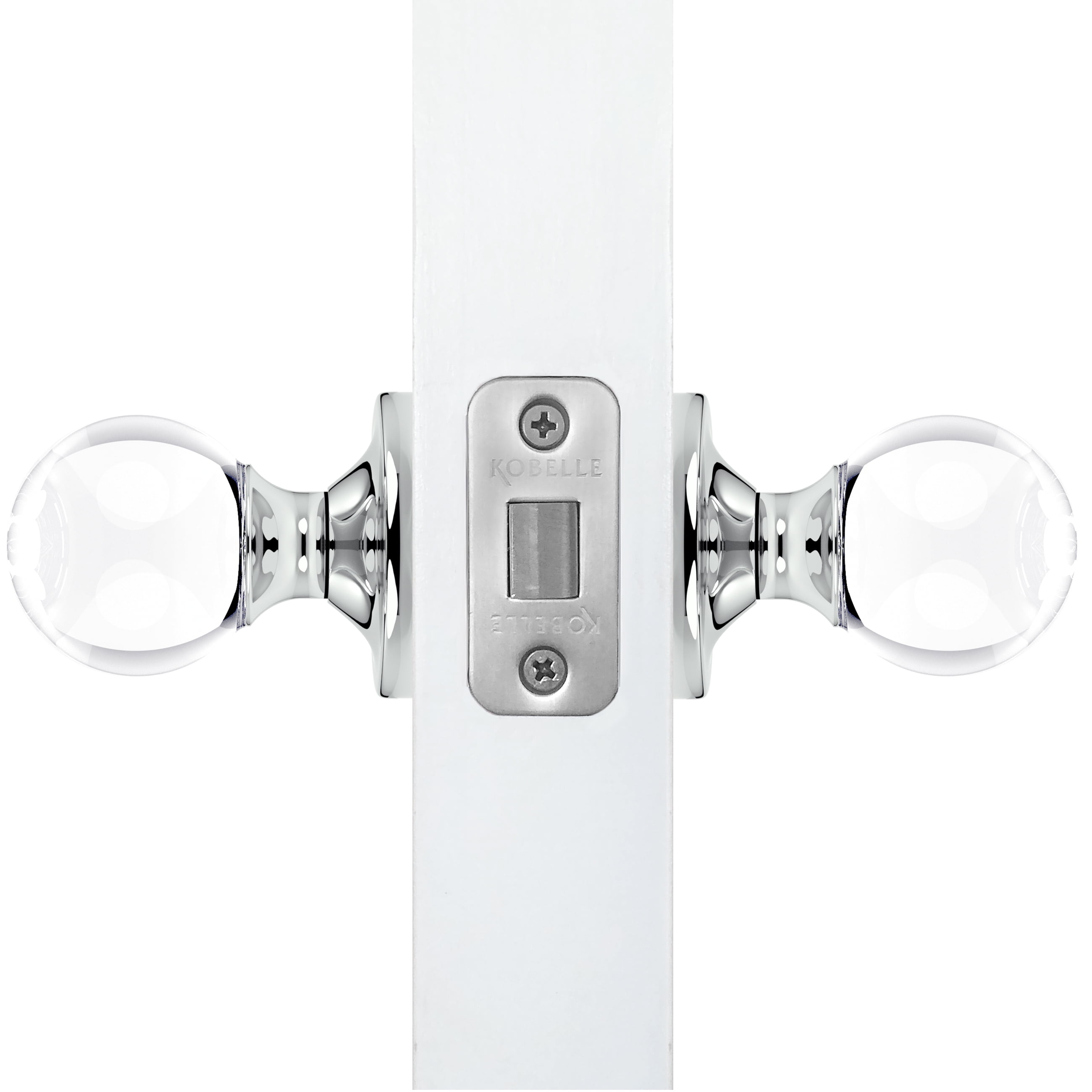 Passage Round Ball Crystal Door Knobs Polished Chrome Round Rosette