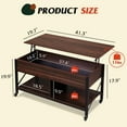 WLIVE Lift Top Coffee Table with Storage, Hidden Compartment, Espresso