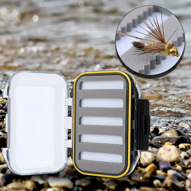 FAGINEY Fly Lure Box, Fishing Accessory,Double Side Plastic Fly Fishing  Baits Box Foam Padded Lures Holder Case Accessory 