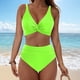 thumbnail image 1 of Traje de baño de bikini liso sin mangas para mujer, traje de baño push-up acolchado, conjuntos de blusa de traje de baño de poliéster para mujer, 1 of 6