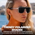 thumbnail image 3 of GRINDERPUNCH Polarized Narrow Fit Aviator Sunglasses for Men Women UV400 Protection Trendy Square Lightweight Sunglasses - Gloss Black, 3 of 9