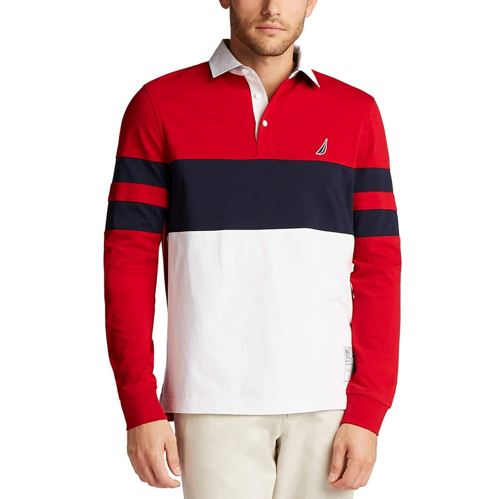 Nautica Long Sleeve Polo
 Nautica Nautica Mens Chest Stripe Rugby Long Sleeve Polo Adult