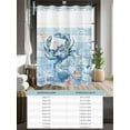 thumbnail image 6 of No Hook Cloth Fabric Shower Curtain with Snap in Liner, Coastal Blue Crab Waterproof Shower Curtains Set with See Through Top Window, Ocean Nautical Starfish Coral Wooden Bath Curtains Shower 66"x72", 6 of 6