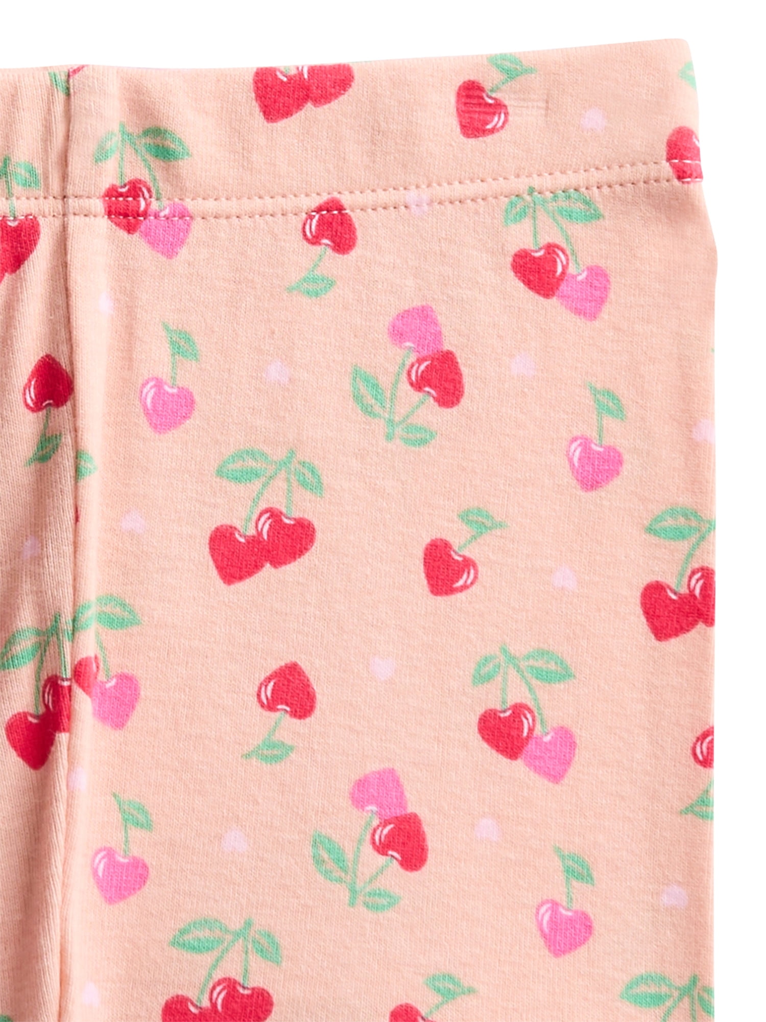 Wonder Nation Toddler Girls Short Sleeve Tee and Shorts Cotton Tight Fit Pajama Set, 4-Piece, Sizes 12M-5T
