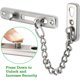 thumbnail image 2 of Cadena de puerta de seguridad Limitador de puerta estrecha Cerradura de puerta antirrobo con resorte con tornillos para puerta interna del hogar, acabado cepillado de acero inoxidable esquí esquí Gafas de esquí, 2 of 5
