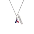 thumbnail image 2 of Delight Jewelry Silvertone Red & Blue Awareness Ribbon Silvertone Balance Bar Charm Necklace, 23", 2 of 4